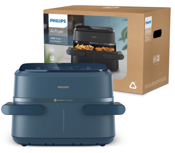 Philips Friggitrice ad Aria Capacit 7,1 Litri Potenza 2450 Watt Temperatura Max 200 C - Airfryer Serie 1000 Flexi