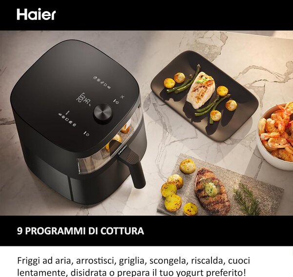 Haier Friggitrice ad Aria Capacit 7 Litri Potenza 2000 Watt con 9 Programmi colore Nero Serie 5 - HAF5TWA 011