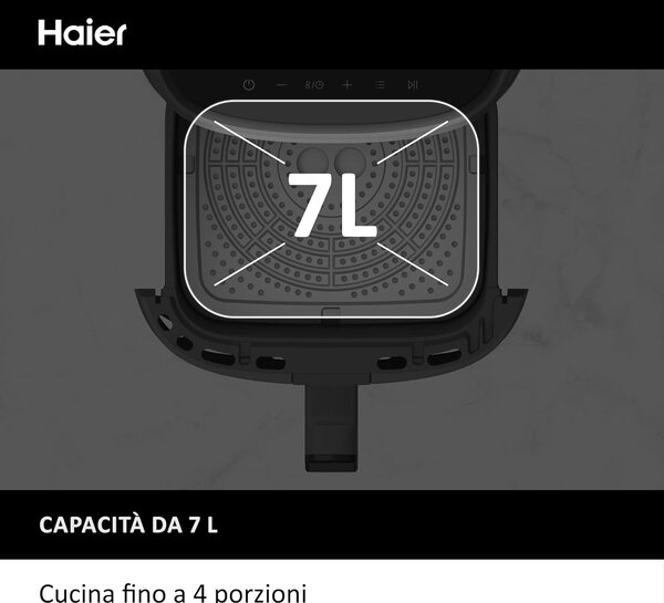 Haier Friggitrice ad Aria Capacit 7 Litri Potenza 2000 Watt con 9 Programmi colore Nero Serie 5 - HAF5TWA 011