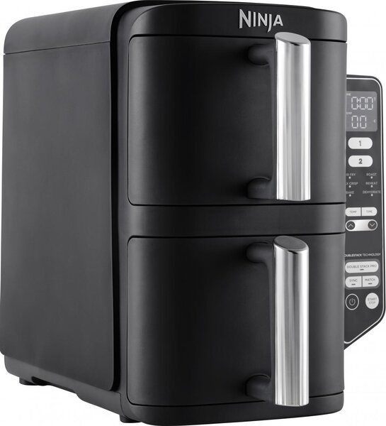 Ninja Friggitrice ad Aria Capacit 7.6 Litri Potenza 2470 Watt con Doppio Cestello, Timer e Termostato Regolabile colore Nero - SL300EU
