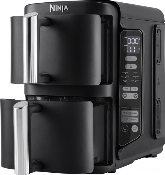 Ninja Friggitrice ad Aria Capacit 7.6 Litri Potenza 2470 Watt con Doppio Cestello, Timer e Termostato Regolabile colore Nero - SL300EU