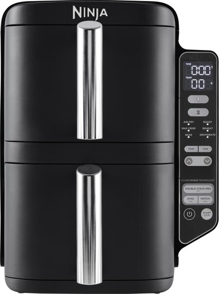 Ninja Friggitrice ad Aria Capacit 7.6 Litri Potenza 2470 Watt con Doppio Cestello, Timer e Termostato Regolabile colore Nero - SL300EU