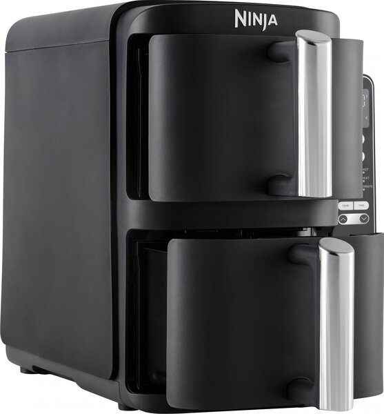 Ninja Friggitrice ad Aria Capacit 7.6 Litri Potenza 2470 Watt con Doppio Cestello, Timer e Termostato Regolabile colore Nero - SL300EU