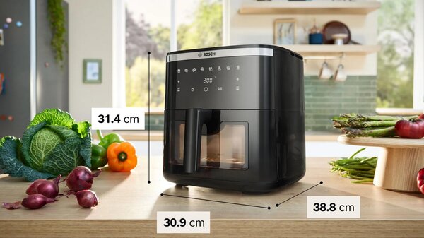 Bosch Friggitrice ad Aria Capacit 7.2 Litri Potenza 1800 Watt con Timer e Termostato Regolabile colore Nero - MAF671B1 Serie 6