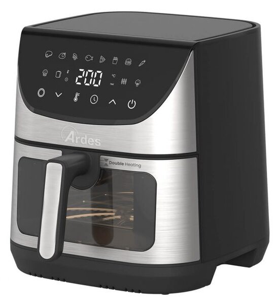 Ardes Friggitrice ad Aria Capacit 8 Litri Potenza 1600 Watt con Timer Digitale e Doppia Resistenza colore Nero e Acciaio Inox - ARFRYA14DR FRIGGIS