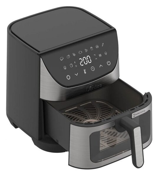 Ardes Friggitrice ad Aria Capacit 8 Litri Potenza 1600 Watt con Timer Digitale e Doppia Resistenza colore Nero e Acciaio Inox - ARFRYA14DR FRIGGIS
