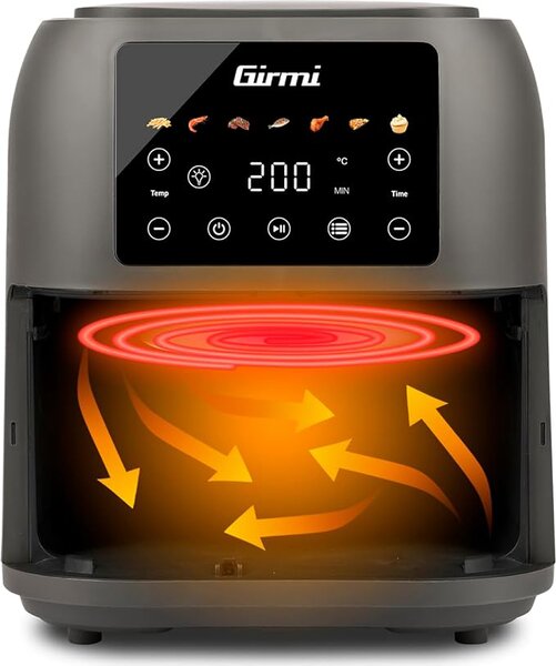 Girmi Friggitrice ad Aria Capacit 8 Litri Potenza 1700 Watt con Timer Ecofrit Deep colore Grigio - FG9200