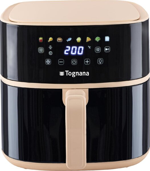 Tognana Friggitrice ad Aria Capacit 8 Litri Potenza 2000 Watt Doppia Resistenza con Timer colore Nero, Champagne - D2DFA05IRCH Iridea