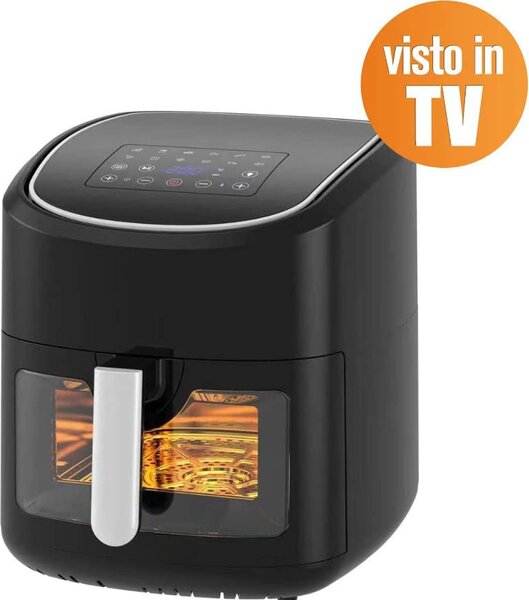 Melchioni Friggitrice ad Aria Capacit 8 Litri Potenza 1800 Watt con finestra trasperente 50-200C Timer 60 min - GAIA