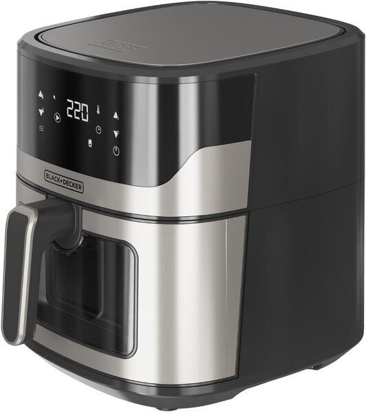 Black & Decker Friggitrice ad Aria Capacit 8 Litri Potenza 2000 Watt Doppia Resistenza 8 Programmi con Funzioni Defrost e Disidrata con Finestra c
