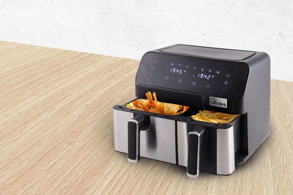 Ardes Friggitrice ad Aria Capacit 9 Litri Potenza 1700 Watt Doppio Cestello colore Nero Inox - Eldorada Dual ARFRYA03D