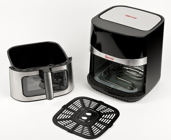 Girmi Friggitrice ad Aria Capacit 9 Litri Potenza 2200 Watt con Timer e Temperatura Regolabile colore Nero e Acciaio Inox - FG9000 Ecofrit Premium