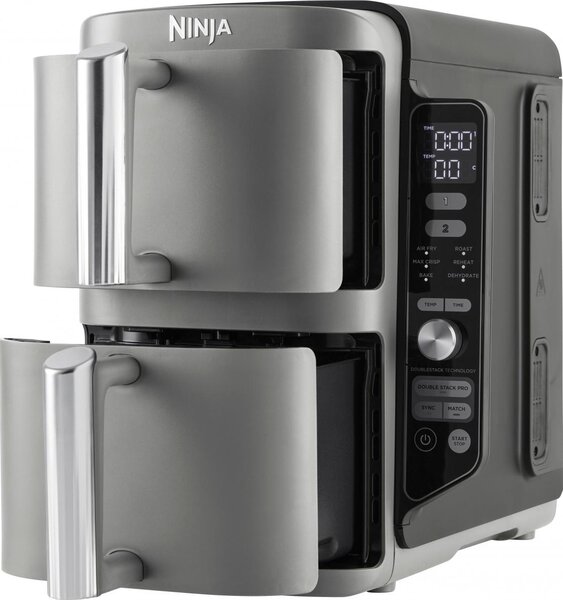Ninja Friggitrice ad Aria Capacit 9.5 Litri Potenza 2470 Watt Multifunzione Termostato Regolabile colore Nero / Grigio - SL400EU