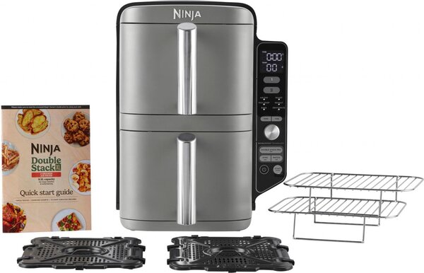 Ninja Friggitrice ad Aria Capacit 9.5 Litri Potenza 2470 Watt Multifunzione Termostato Regolabile colore Nero / Grigio - SL400EU
