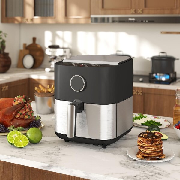 DecHome Friggitrice ad Aria da 8L, Air Fryer 1700W con 8 Programmi e Circolazione Aria Calda a 360, Display LED colore Nero - L4400BK