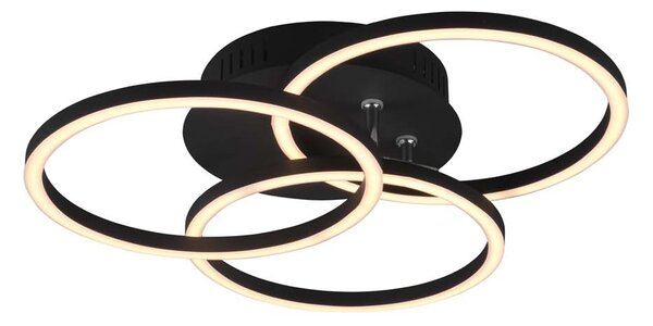 Trio Lighting Girona plafoniera led metallo nero opaco con variazione  intensita' con interruttore a parete d. 45cm Moderno LED