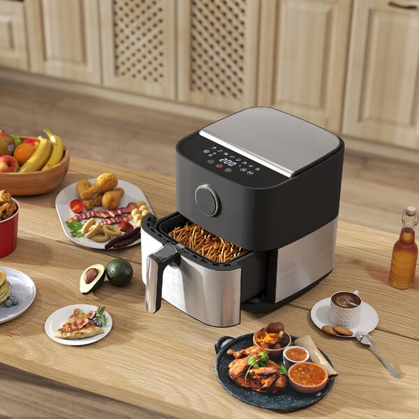 DecHome Friggitrice ad Aria da 8L, Air Fryer 1700W con 8 Programmi e Circolazione Aria Calda a 360, Display LED colore Nero - L4400BK