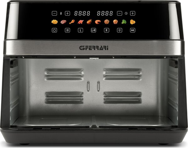 G3 Ferrari Friggitrice ad Aria Doppia 12 Kg (6+6) Potenza 2200W 10 Programmi con Timer colore Nero/Inox Friggisano - G10223