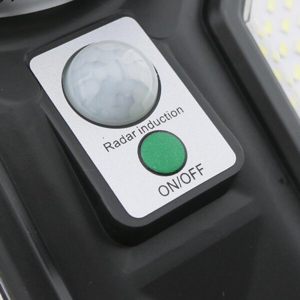 Lampione Led 80W Nero con pannello solare IP65 Bianco freddo 6000K con sensore crepuscolare e di movimento M LEDME