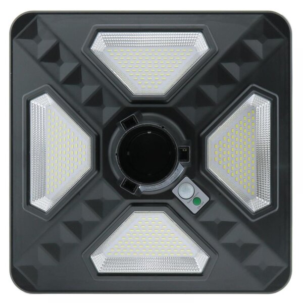 Lampione Led 80W Nero con pannello solare IP65 Bianco freddo 6000K con sensore crepuscolare e di movimento M LEDME