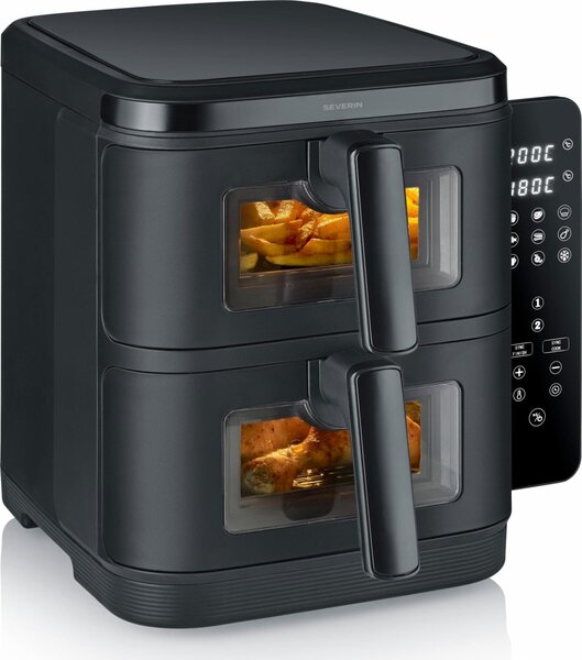 Severin Friggitrice ad Aria Doppio Cestello Capacit 11 Litri Potenza 2800 Watt Temperatura 200 C con Timer colore Nero - FR 2468