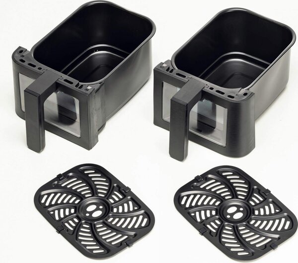 Ariete Friggitrice ad Aria Doppia Multifunzione Capacit 9 Litri Potenza 2400 Watt Doppio Cestello con Termostato Regolabile e Timer colore Nero - 