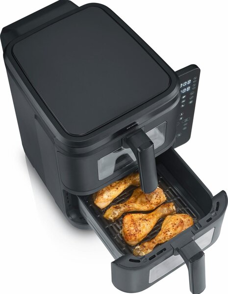 Severin Friggitrice ad Aria Doppio Cestello Capacit 11 Litri Potenza 2800 Watt Temperatura 200 C con Timer colore Nero - FR 2468