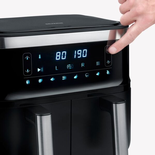 Severin Friggitrice ad Aria Doppio Cestello Capacit 8 Litri Potenza 2600 Watt con Timer e Termostato Regolabile colore Nero - FR 2463