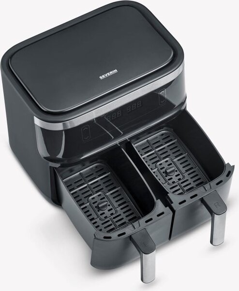 Severin Friggitrice ad Aria Doppio Cestello Capacit 8 Litri Potenza 2600 Watt con Timer e Termostato Regolabile colore Nero - FR 2463