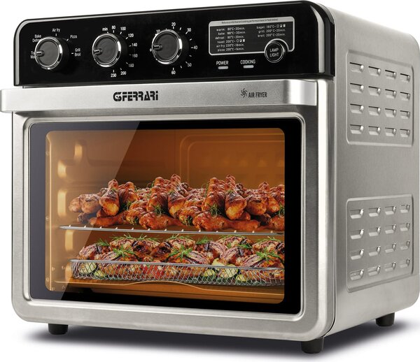 G3 Ferrari Friggitrice ad Aria Multifunzione Capacit 32 Litri Potenza 2000 Watt 5 Programmi di Cottura Temperatura Max 230 C colore Nero / Inox -