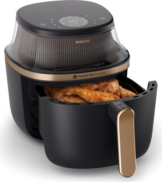 Philips Friggitrice ad Aria Multifunzione Capacit 7.2 Litri Potenza 2000 Watt Controllo Touch colore Nero e Oro - NA342/00