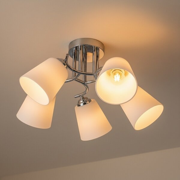 Plafoniera PAFOS 5xE27/15W/230V cromo lucido