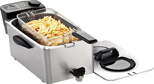 R.G.V. Friggitrice Elettrica Capacit 4 Litri Potenza 2500 Watt Professionale da Banco con Cestello Estraibile e Rubinetto - FRY4