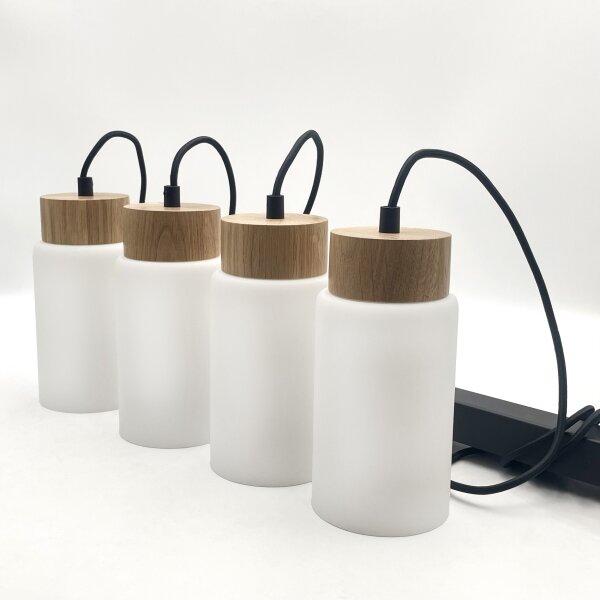Lampadario sospeso con cavo MARKUS 4xE27/15W/230V nero/rovere