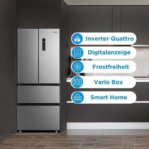 MIDEA Frigorifero Americano French Door No Frost Capacit 391 Litri Classe energetica E colore Inox - MERF402FIE02