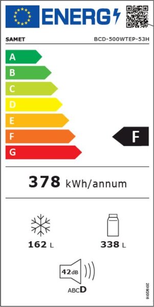 Samet Frigorifero Americano Side by Side 500 Litri Classe energetica F No Frost colore Inox - Adelaide500IX