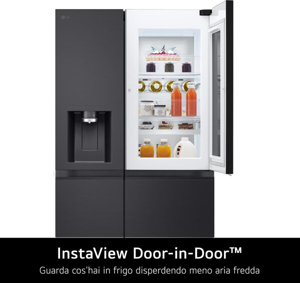 Lg Frigorifero Americano Side by Side 628 Litri Classe energetica D Raffreddamento No Frost Wi-Fi colore Black Steel InstaView - GSXE91EVAD