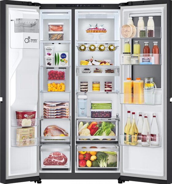 Lg Frigorifero Americano Side by Side 628 Litri Classe energetica D Raffreddamento No Frost Wi-Fi colore Black Steel InstaView - GSXE91EVAD