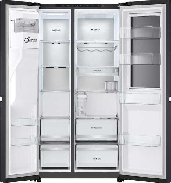 Lg Frigorifero Americano Side by Side 628 Litri Classe energetica D Raffreddamento No Frost Wi-Fi colore Black Steel InstaView - GSXE91EVAD