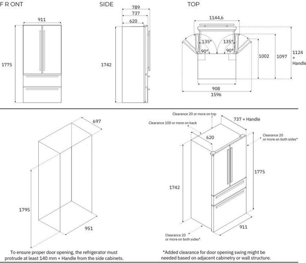 Bertazzoni Frigorifero Americano Side by Side 636 Litri Classe E No Frost colore Inox - REF904FFNXTC