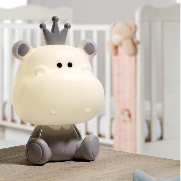 ONLI - Lampada notturna dimmerabile per bambini PUPPIES LED/3W/230V 25 cm ippopotamo/grigio