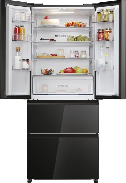 Haier Frigorifero Americano Side by Side Capacit 402 Litri Classe energetica E Raffreddamento No Frost colore Nero - HFR3718ENGB FD 70 Series 3