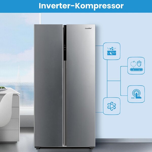 Comfee Frigorifero Americano Side by Side Capacit 460 Litri Classe energetica E Raffreddamento No Frost colore Inox - RCS609IX2