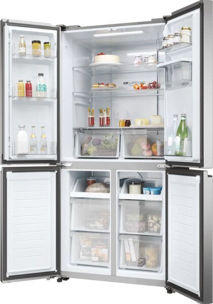 Haier Frigorifero Americano Side by Side Capacit 463 Litri Classe energetica E Raffreddamento No Frost colore Platinum Inox - HCR3818EWMM Cube 83 