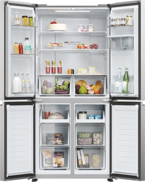 Haier Frigorifero Americano Side by Side Capacit 463 Litri Classe energetica E Raffreddamento No Frost colore Platinum Inox - HCR3818EWMM Cube 83 