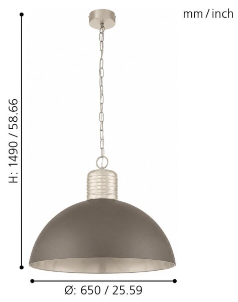 Eglo 49107 - Lampadario a sospensione con catena COLDRIDGE 1xE27/60W/230V