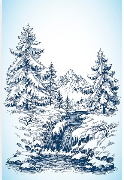 Stampa su tela – Paesaggio fiabesco innevato