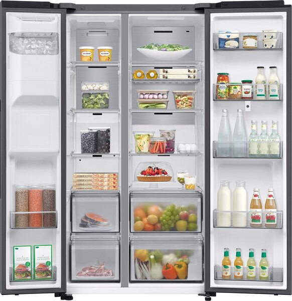 Samsung Frigorifero Americano Side by Side Capacit 614 Litri Classe energetica E Raffreddamento No Frost colore Acciaio Inox - RS90F66BETEF