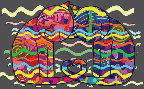 Quadro su tela – Gatti innamorati in stile pop art
