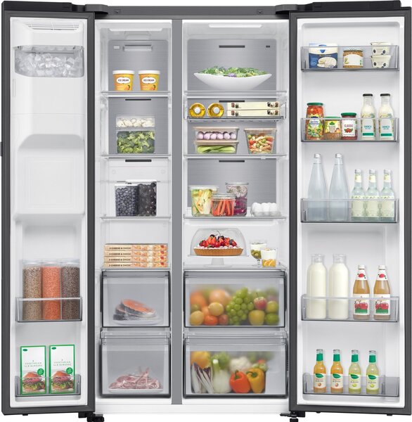 Samsung Frigorifero Americano Side by Side Capacit 621 Litri Classe energetica D Raffreddamento No Frost AI Home colore Nero - RS90F64EDFEF